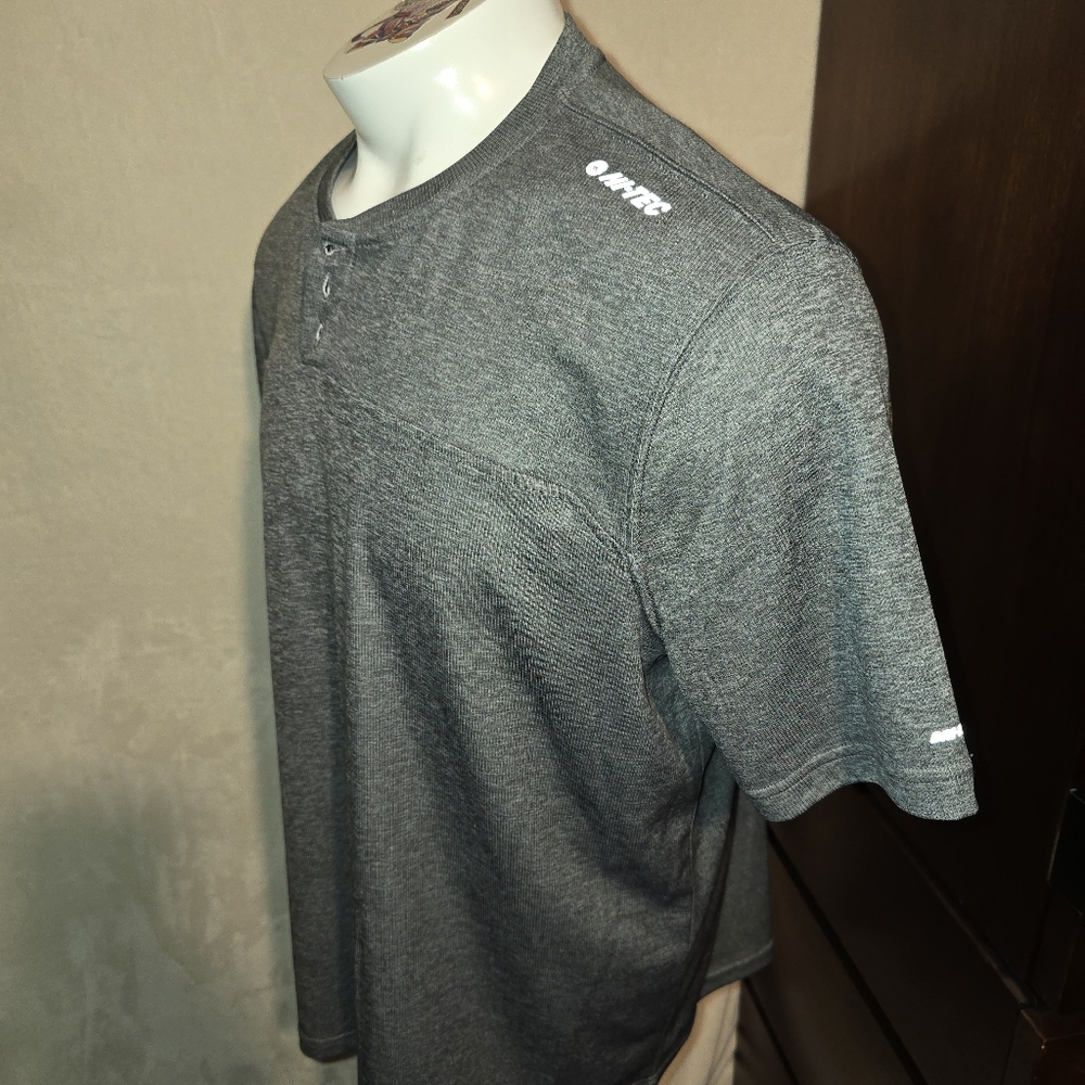Hi-Tec Men Grey Blue WrigleyShade Colorblock UPF 50 Crew T-Shirt XL